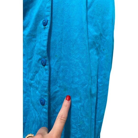 Vintage Teal Cotton Belted Shirt Dress Oop! California - Picture 5 of 7
